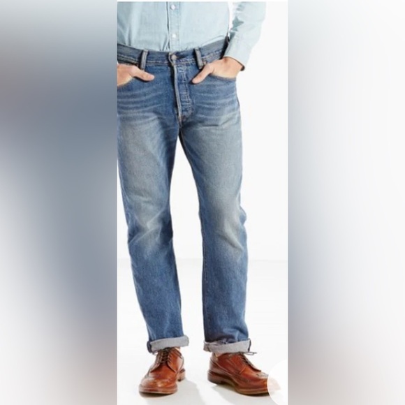 LEVIS 501 BUTTON FLY ORIGINAL FIT STRAIGHT MEN’s JEANS W34/L36 NEW NO TAGS - Picture 4 of 9